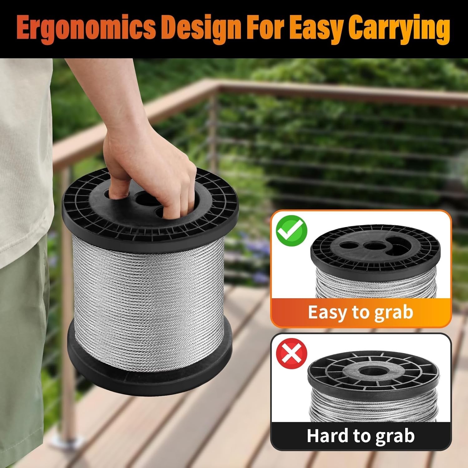 Stainless Steel Cable for Railing – 500FT 1/8″ T316 Wire Rope Cable for Deck …