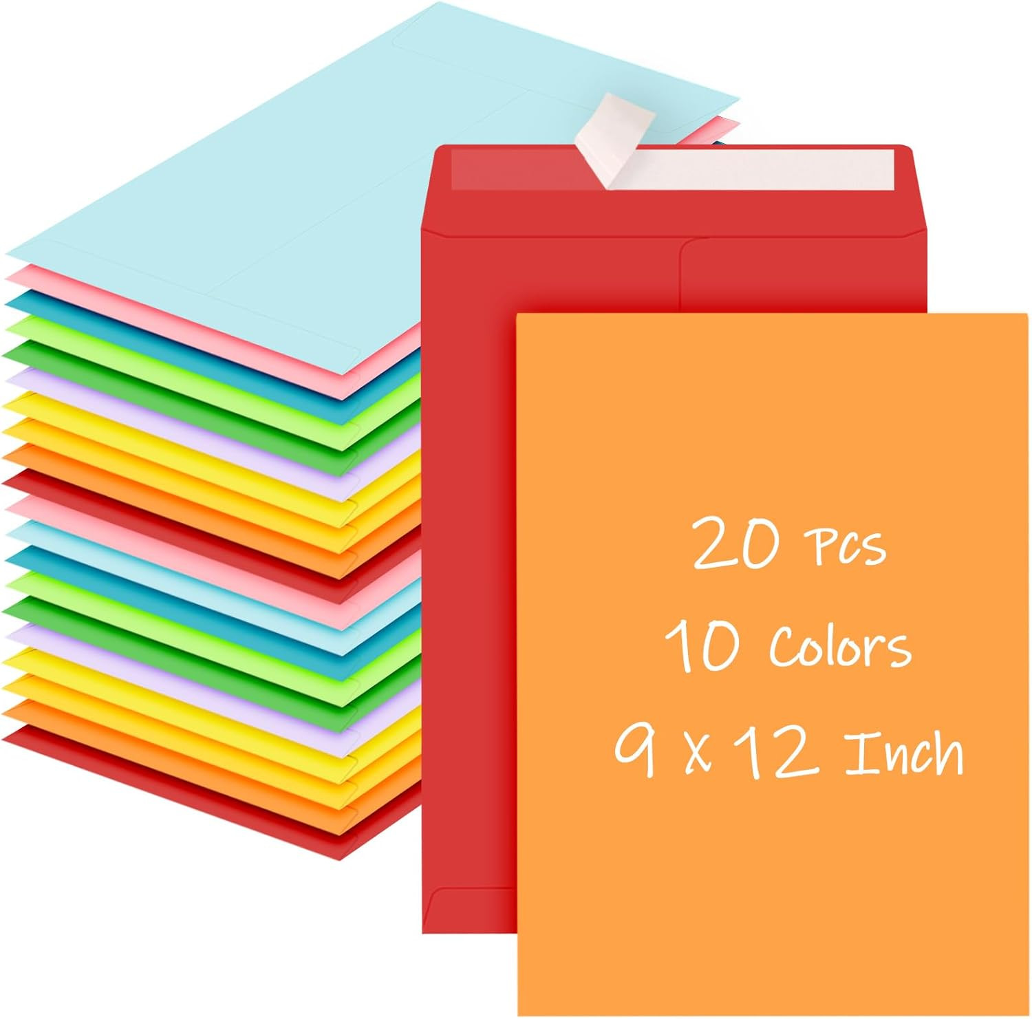 Colored 9 X 12 Envelopes, 20 Pcs Mailing Envelopes, Colorful Large Envelope, 100