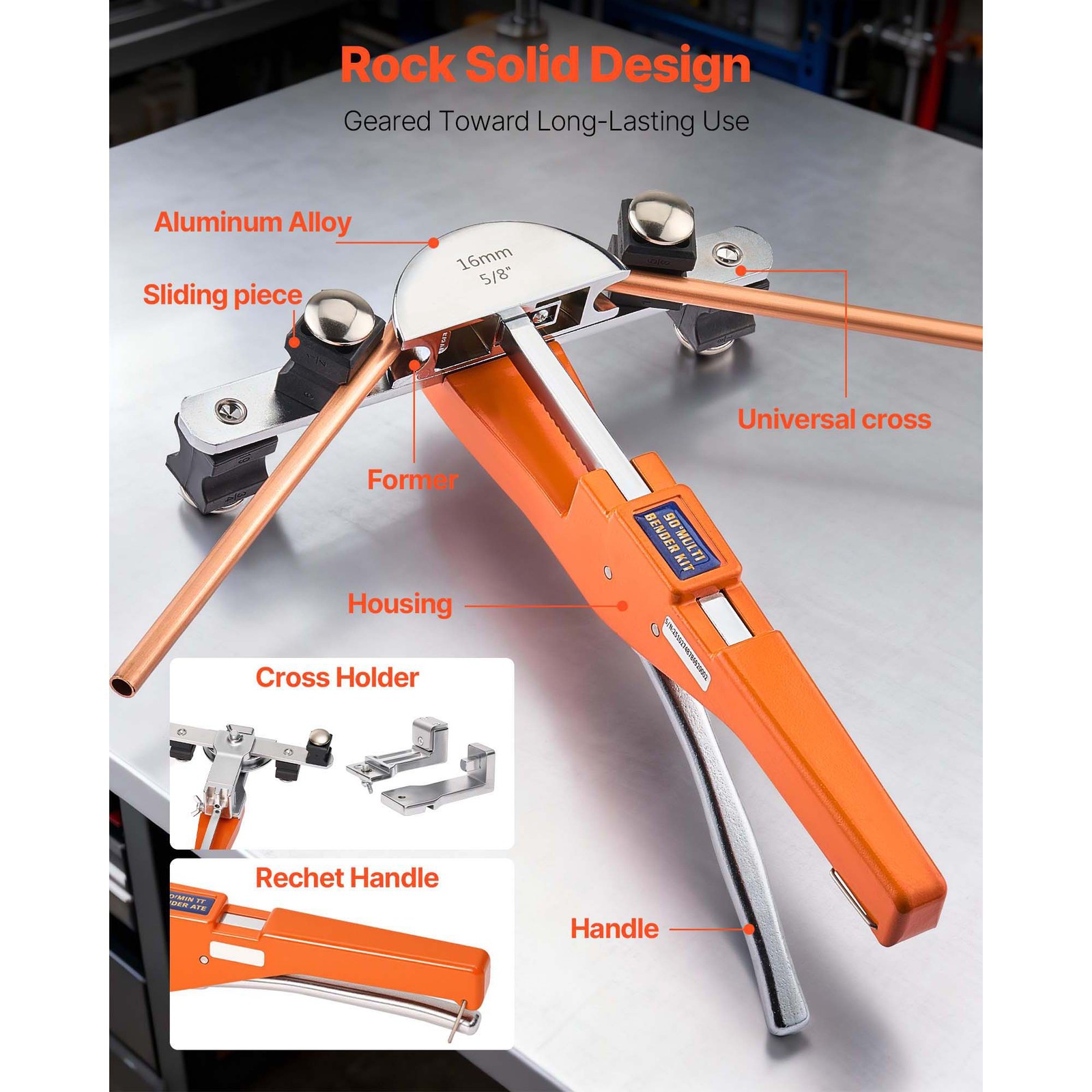 Uimoso Ratcheting Tube Bender Kit 1/4-7/8 Inch with Forward and Reverse Options