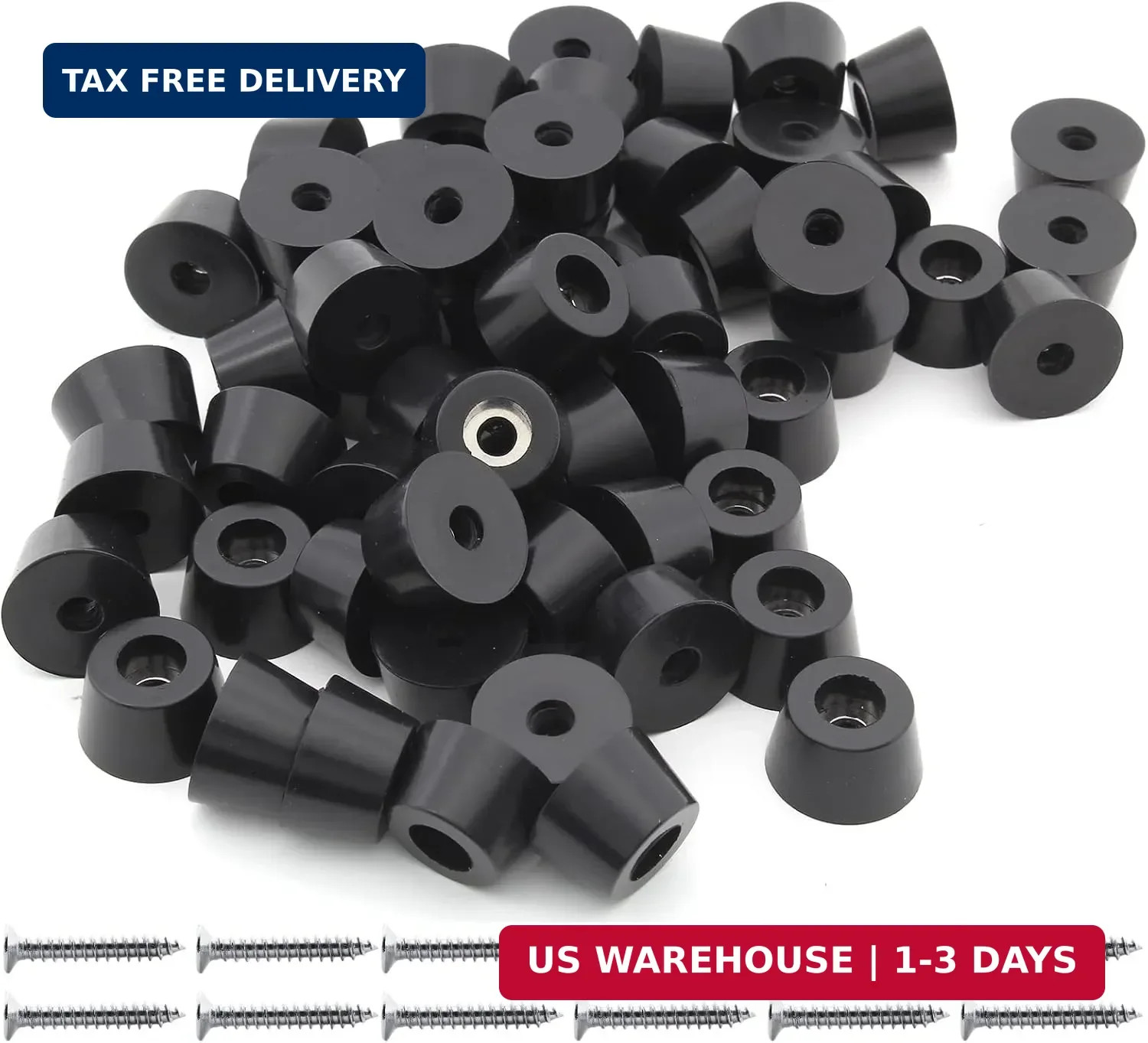 60 PCS 3/4″ W x 7/16″ H Black Round Rubber Feet Bumpers with Screws Non-Slip USA
