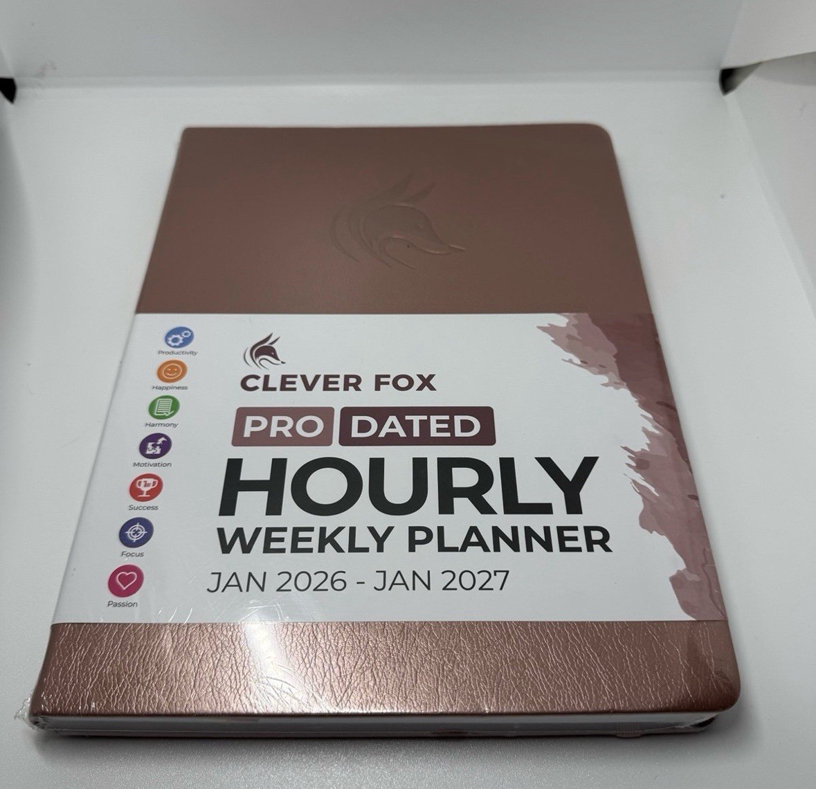 Clever Fox | PRO Dated Hourly Weekly Planner 2026 | A4 8.5×11 | Rose Gold | NWT