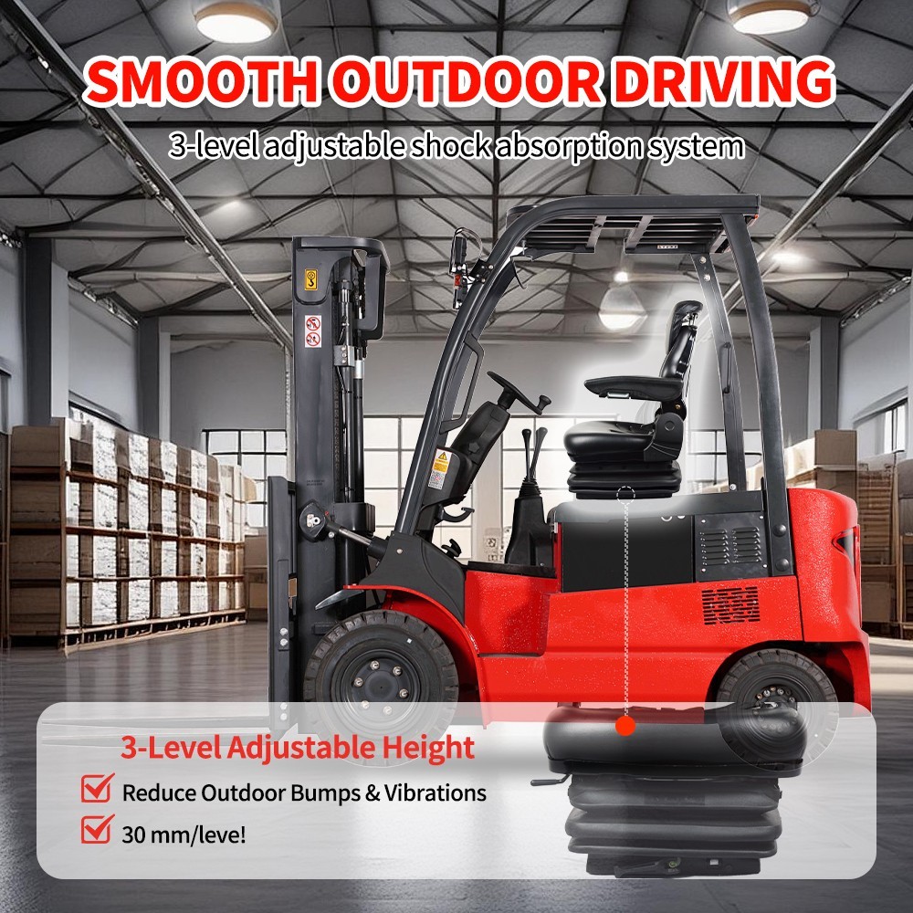 Universal Upgraded Forklift Seat Adjustable Tractor Seat with Seatbelt &Armrests