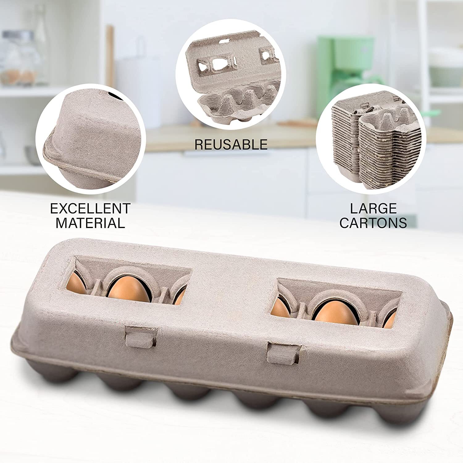 MT Products 12 Compartment Blank Natural Pulp Egg Cartons – Pack of 25