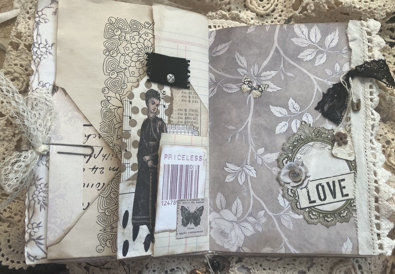 VINTAGE STYLE HAND MADE JUNK JOURNAL (Tranquil Moments) see video