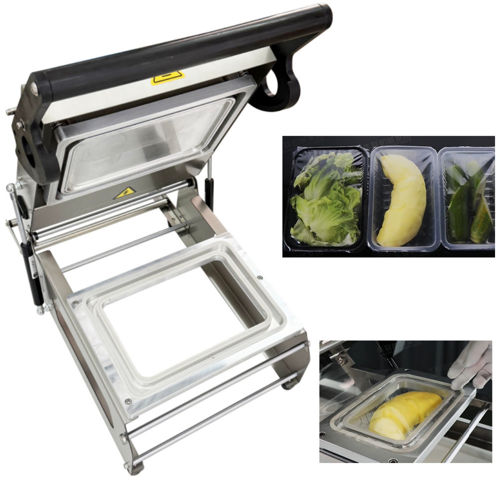 Hand-Operated Industrial Food Tray Sealer 0.8KW Manual Plastic Container Sealer