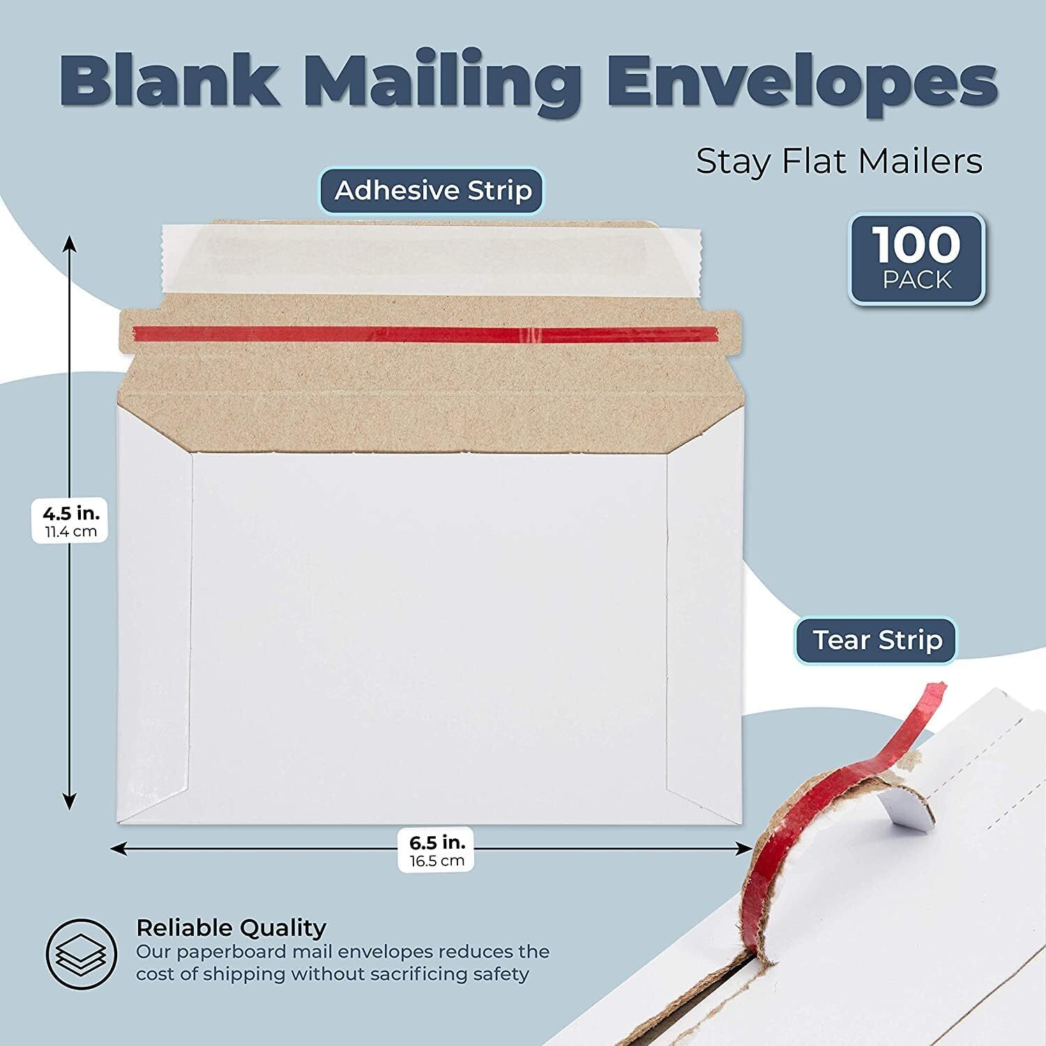 6.5 x 4.5 RIGID PHOTO SHIPPING FLATS CARDBOARD ENVELOPE MAILERS PHOTOS, POSTCARD