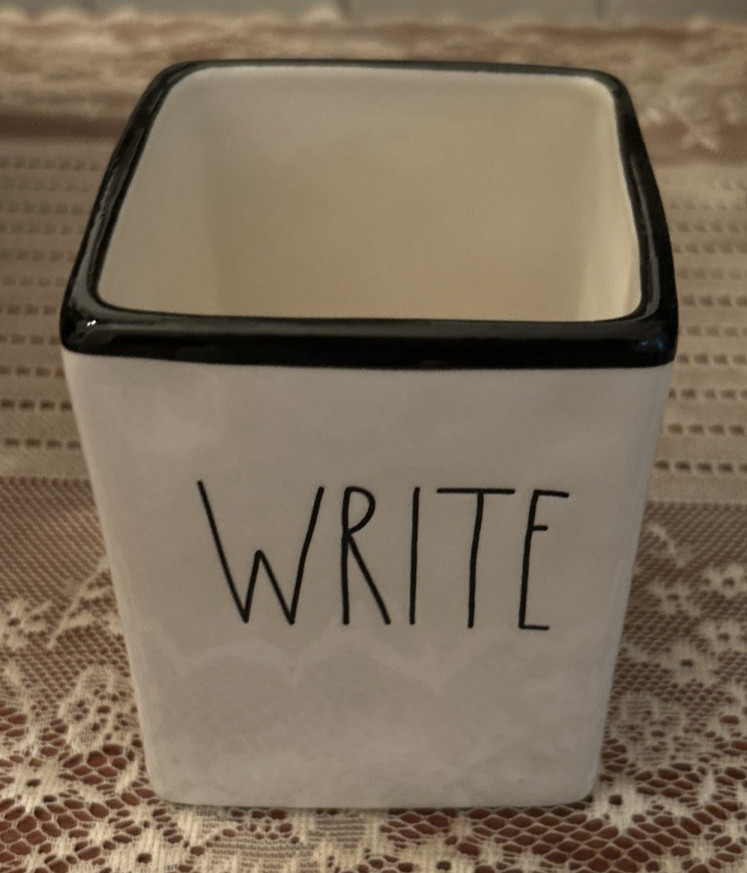 Rae Dunn WRITE Black & White Pen/Pencil Holder Desk Caddy Organizer