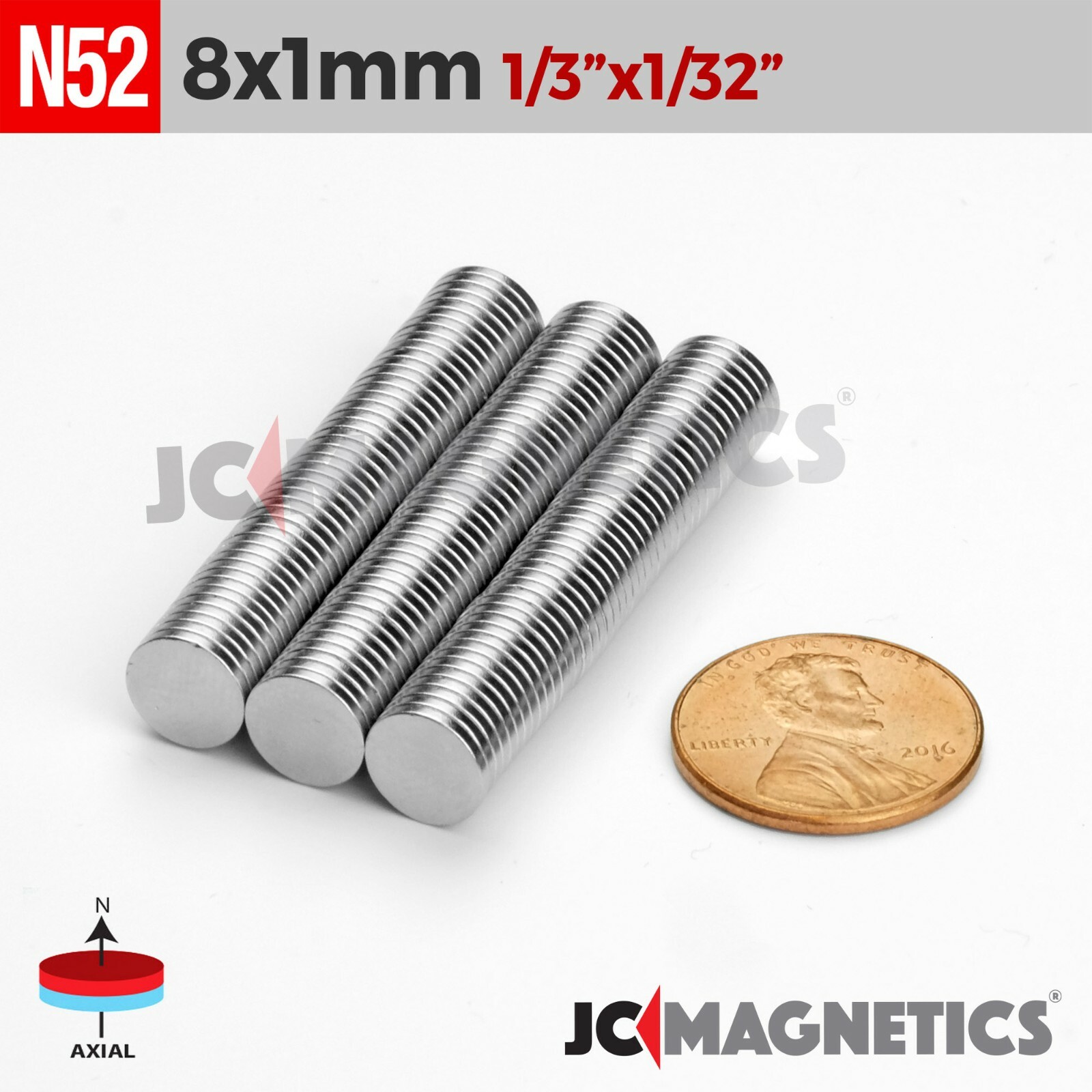 8mm x 1mm 5/16″x1/32 N52 Super Strong Disc Rare Earth Neodymium Magnets 8x1mm