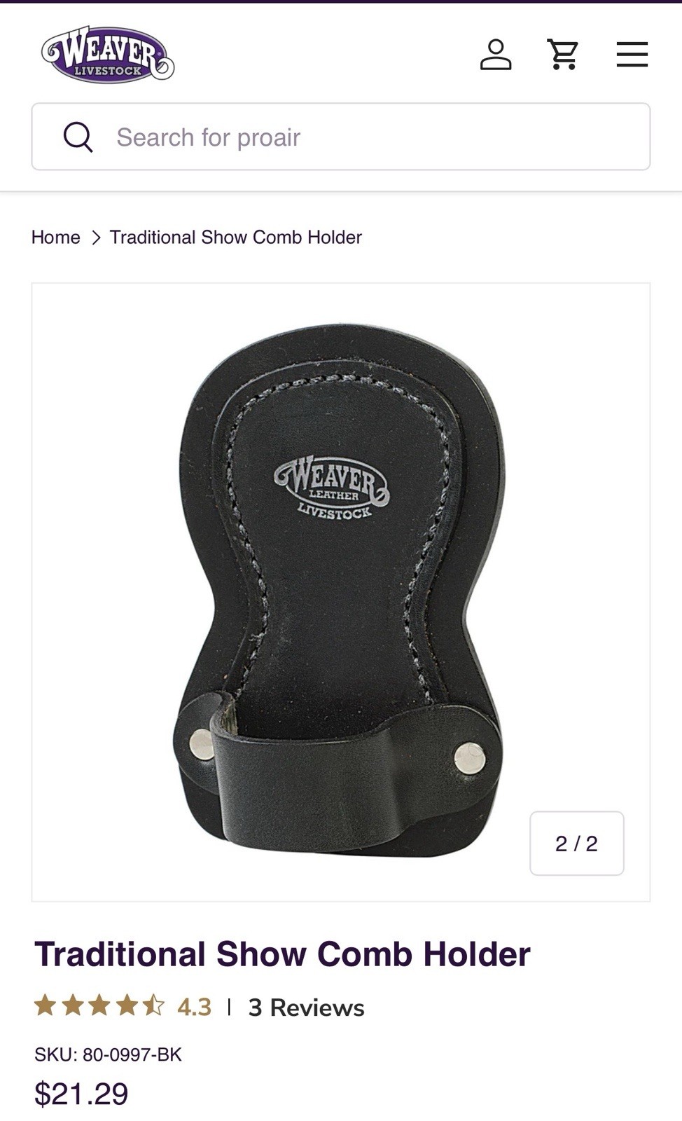 Weaver Leather Livestock Traditional Show Comb Holder 80-0997-BK