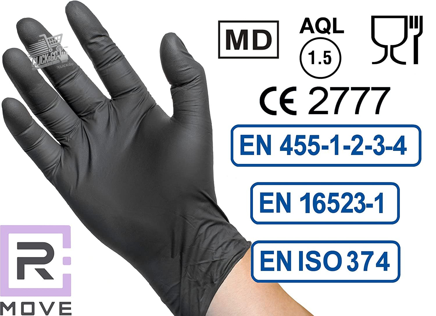 Black Nitrile Disposable Gloves S Medical Food Disposable Work 24.5×8.5cm RMOVE