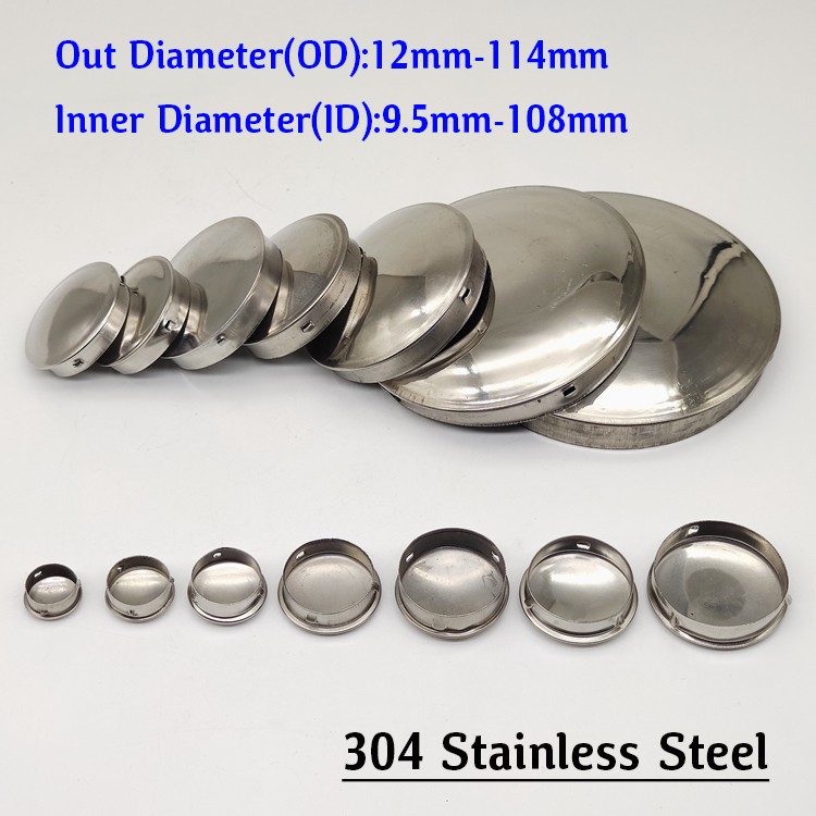 Round 304 Stainless Steel Blanking End Caps Tube Pipe Inserts Plug Bung 9-114mm