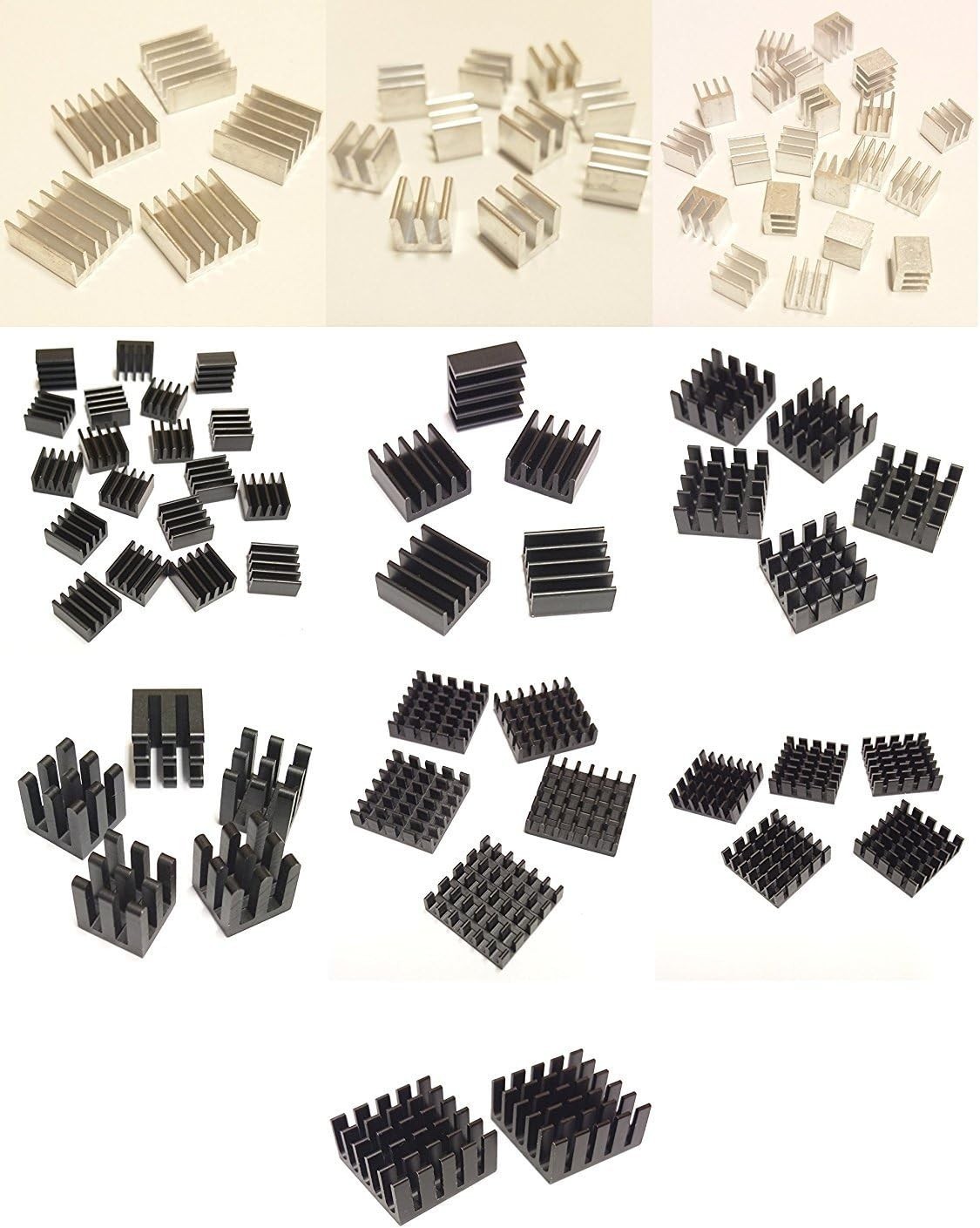 Easycargo 100pcs Heatsink Assortment Kit Small Cooler Aluminum Heat Sink Set for