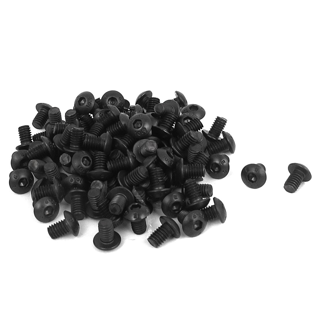 M4 x 6mm 0.7mm Pitch Alloy Steel Hex Bolt Socket Head Cap Screws Black 100Pcs