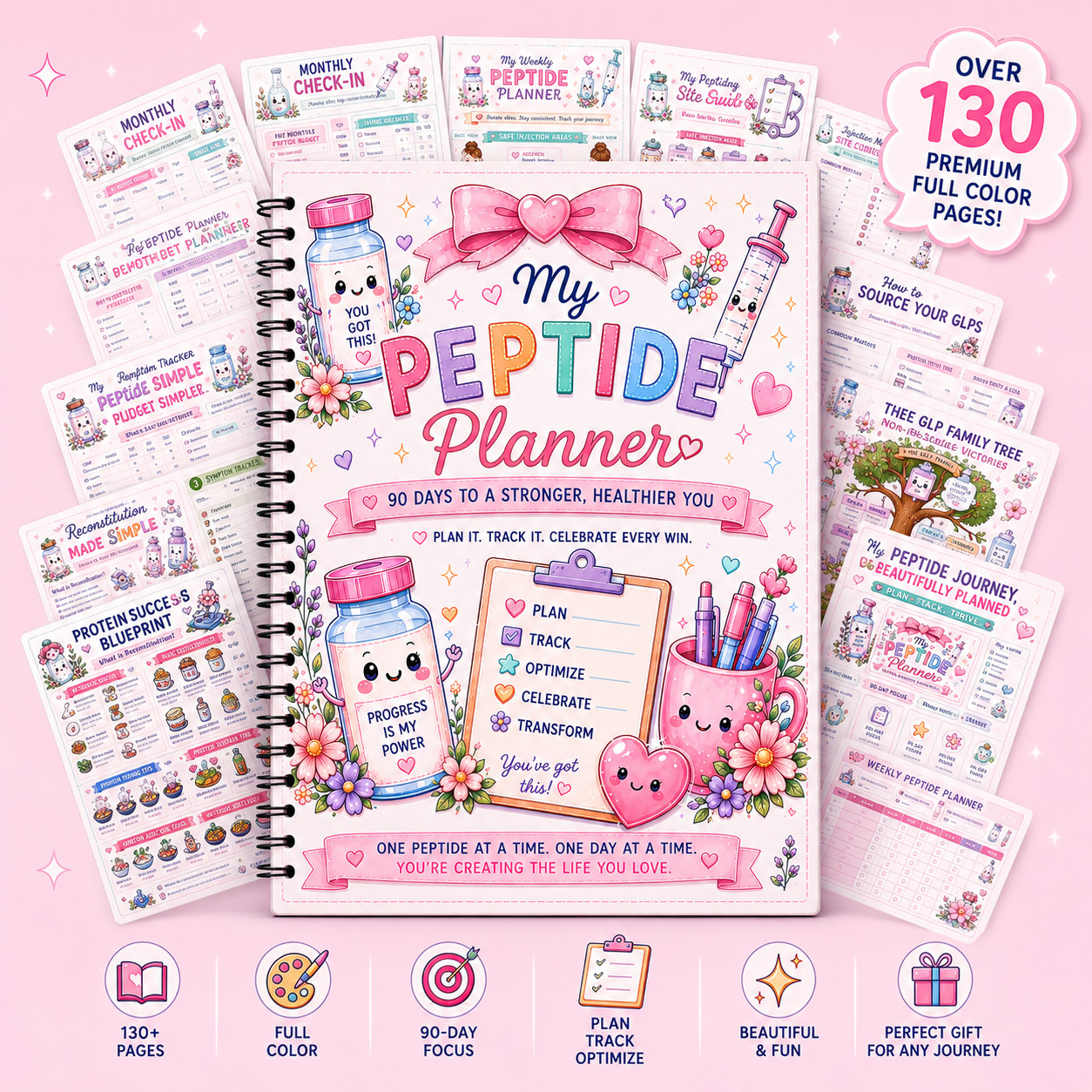 Womens 90 Day Beginner Peptide Guide & Planner For Health, Wellness, GLPs & More