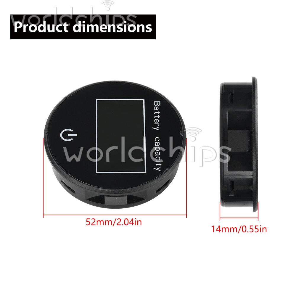 LCD Digital Battery Level Indicator Voltage Power Percentage Temperature Display