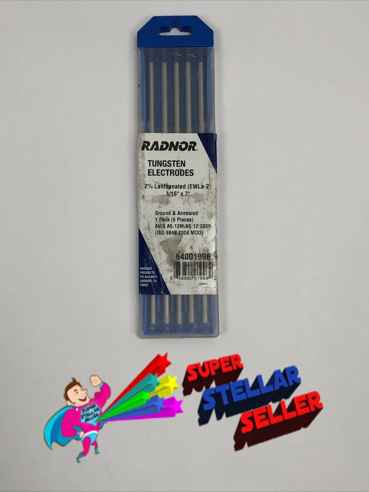 Radnor Tungsten Electrodes Rod 2% Lanthanated Ground & Annealed 5 Pcs 3/16″ X 7″