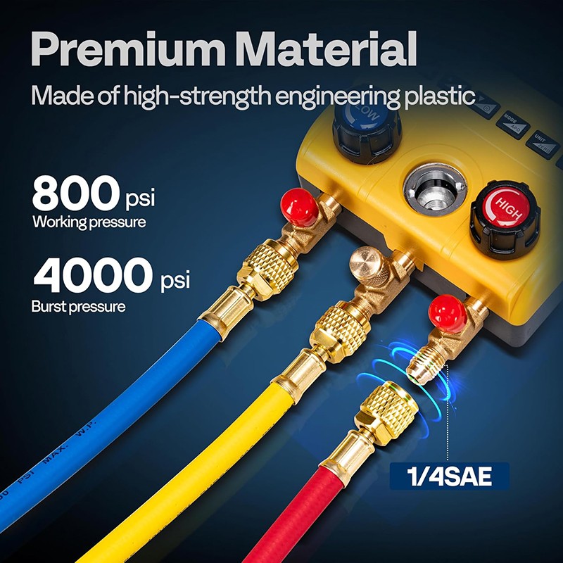Refrigeration Digital Manifold Gauge Set HVAC System Vacuum Pressure Temp Tester