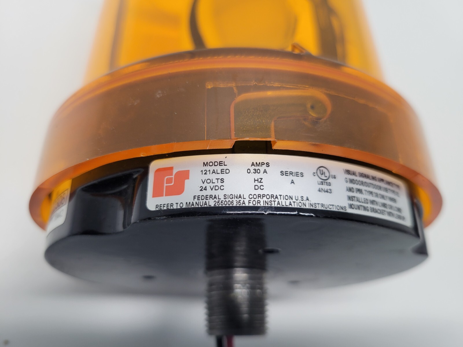 GOOD USED! FEDERAL SIGNAL 24VDC .3A AMBER SIGNALING BEACON 121ALED-024A