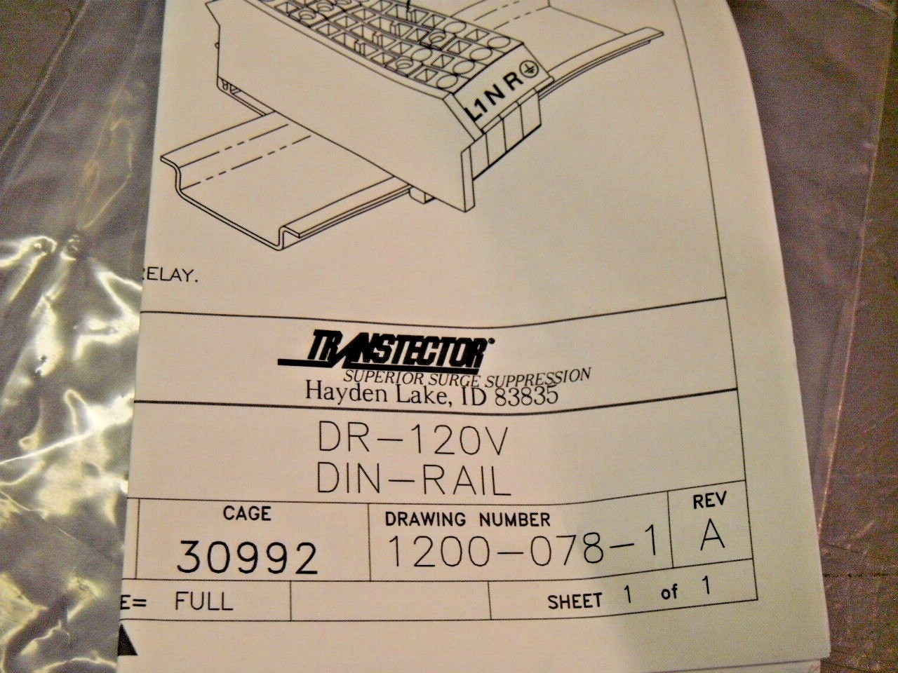 Transtector DR120 DIN Rail Mount 120VAC Surge Protector