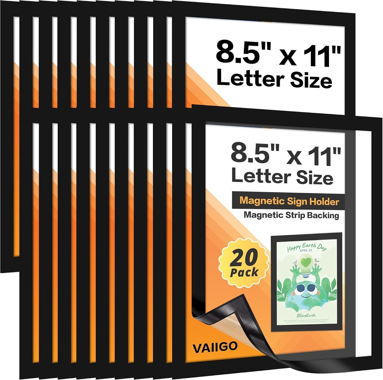 Magnetic Picture Holder Set – 20-Pack 8.5×11 Magnetic Frames