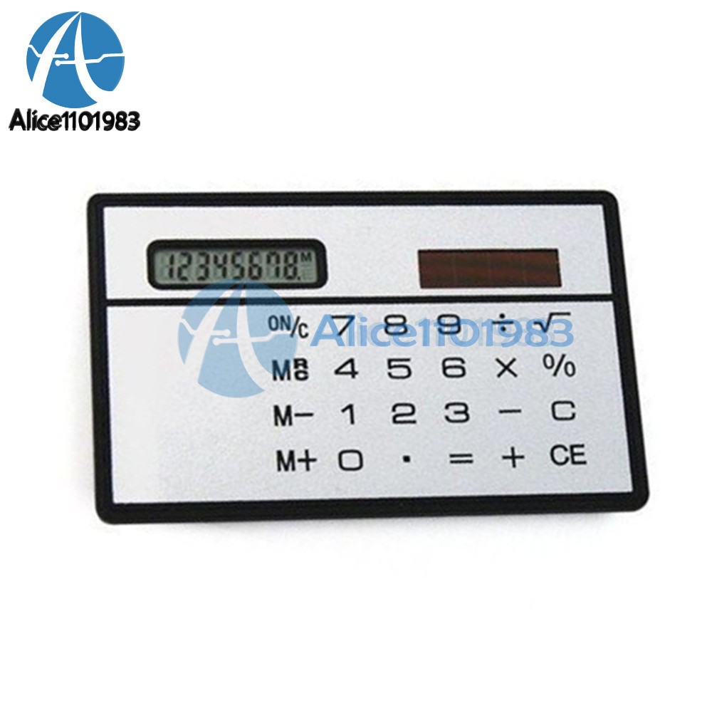 2PCS 8-Digits Ultra Thin Mini Slim Credit Card Solar Power Pocket Calculator