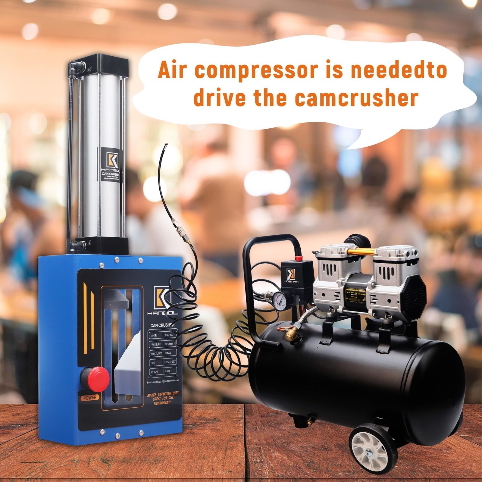 Pneumatic Can Crusher, Fully Enclosed Air Powered Aluminum Can Crusher with B…