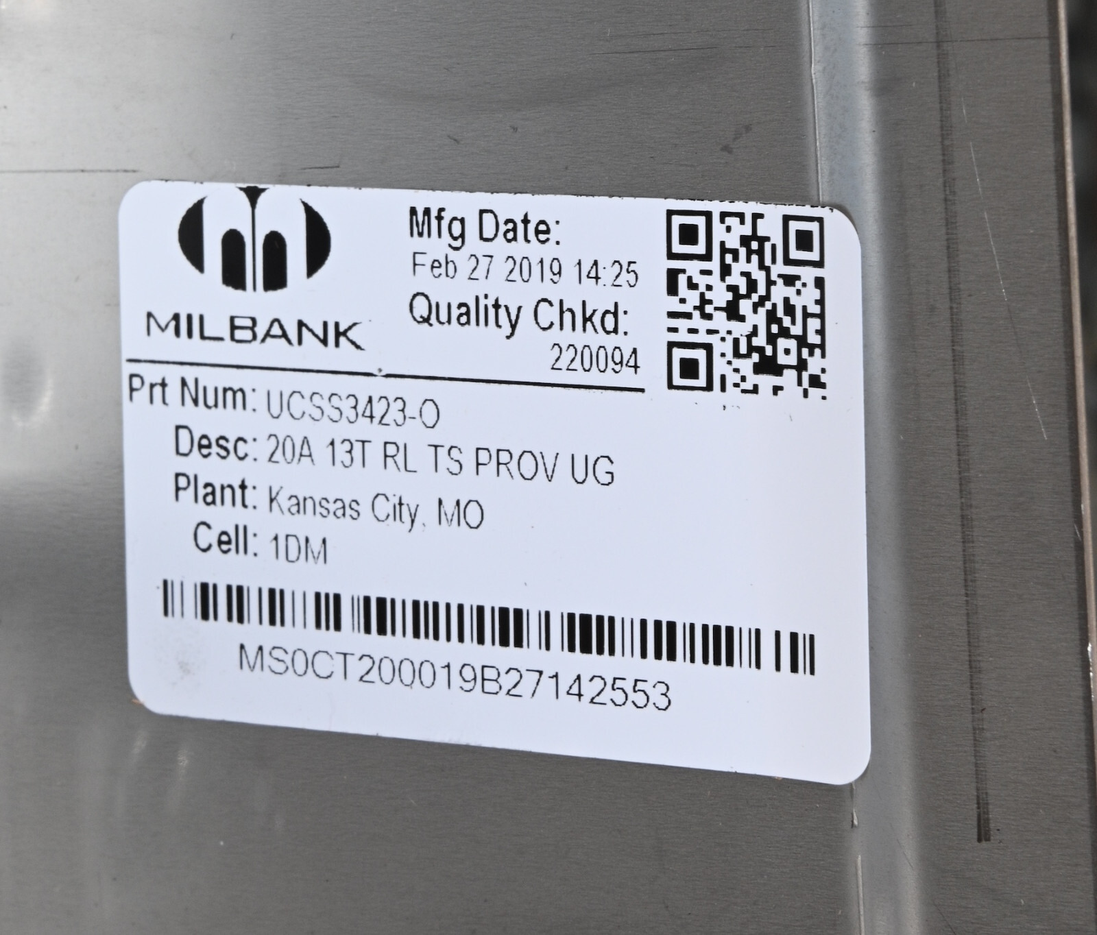 Milbank NEW STAINLESS STEEL 20A 13T RL TS PROV UG UCSS3423-O Meter Socket Panel