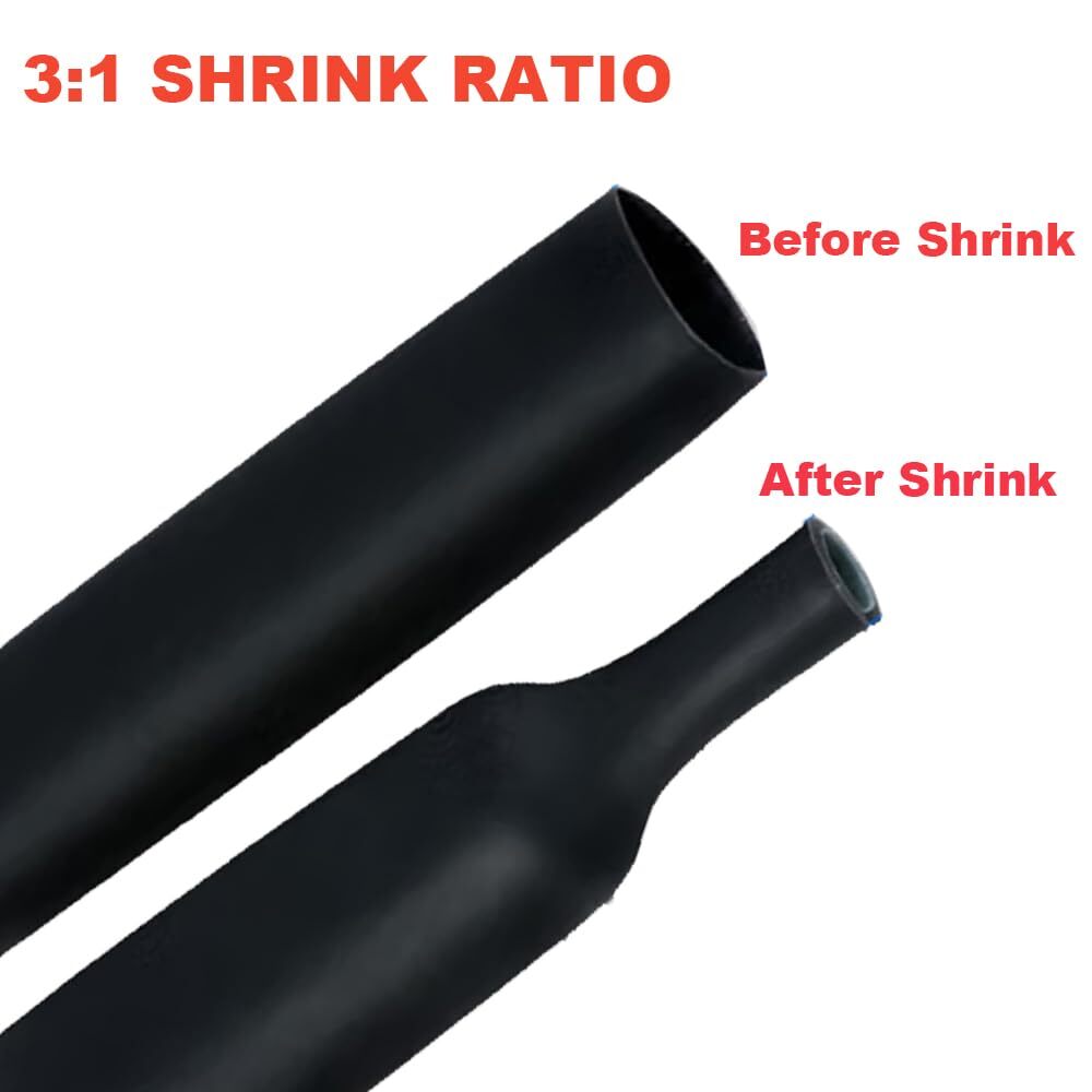 1/2 Inch 10Ft 3:1 Waterproof Heat Shrink Tubing,Marine Grade Shrink Wrap,Wire