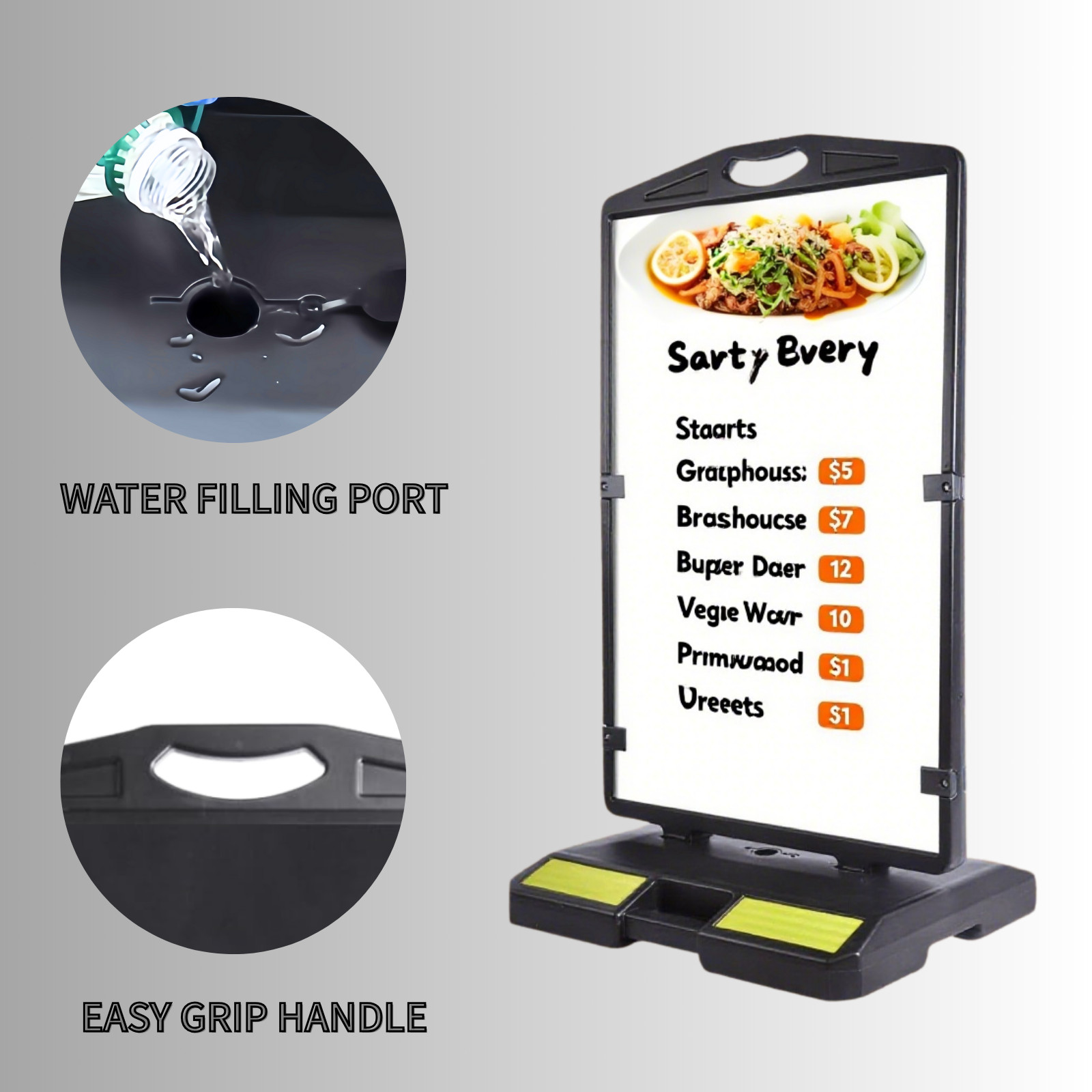 A-Frame Sidewalk Sign or Water-Filled Base Sign, Double-Sided Outdoor Display