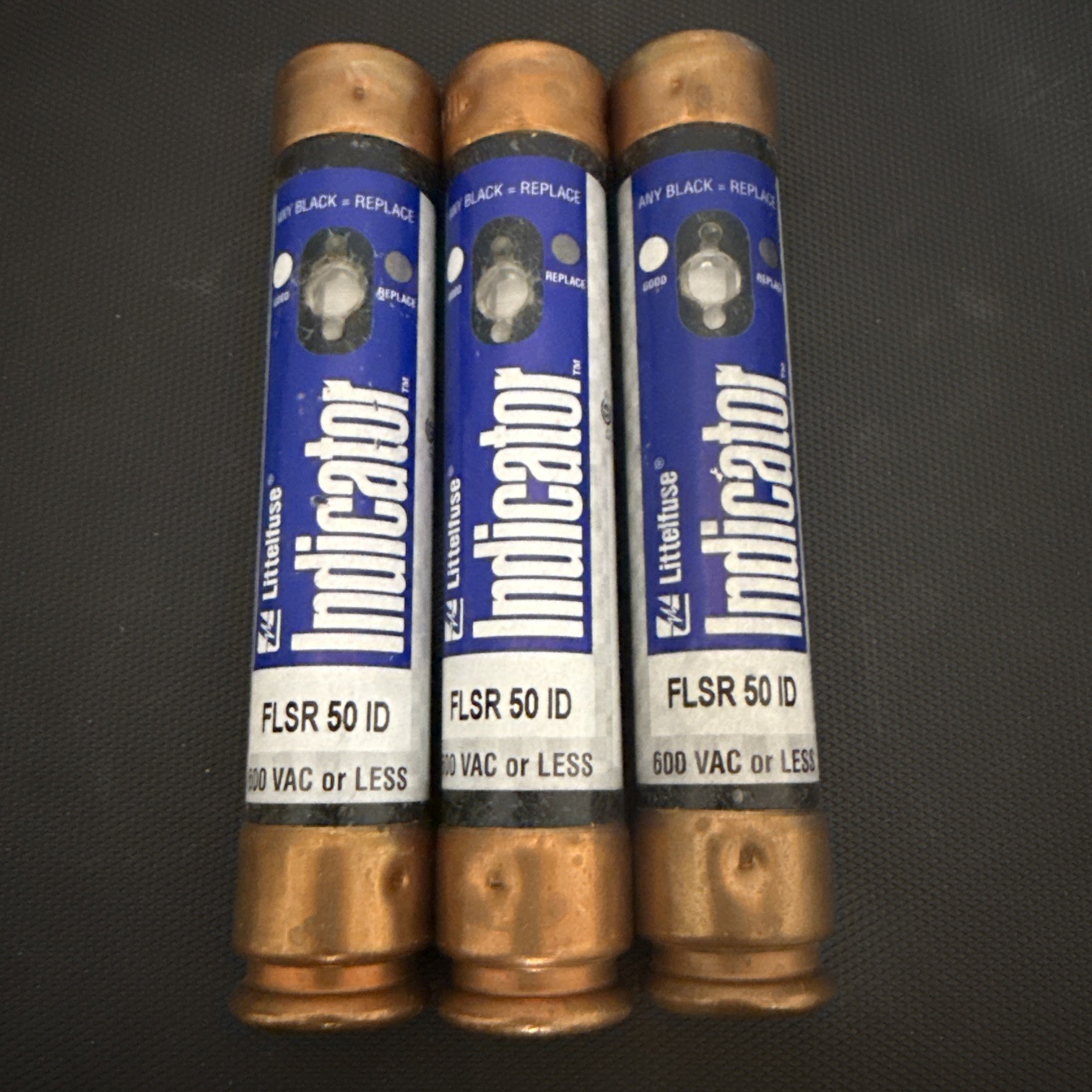 Lot of 3 – FLSR50ID Littelfuse 50 Amp Fuse Class RK5 600VAC – New Old Stock