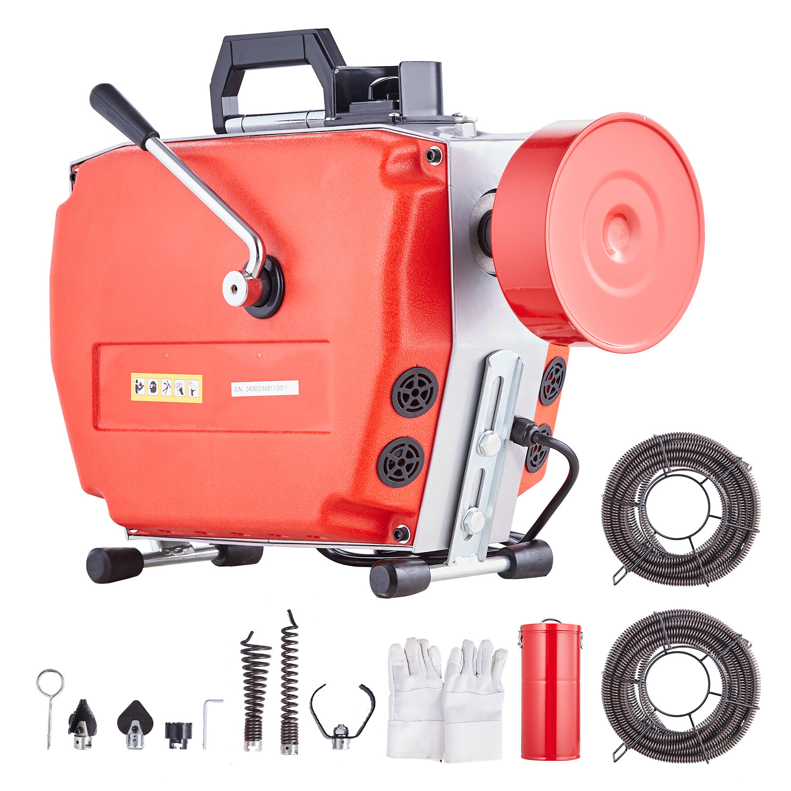 VEVOR Drain Cleaner Machine 120FT x 7/8″ 420W Sewer Snake Auger Manual Feed