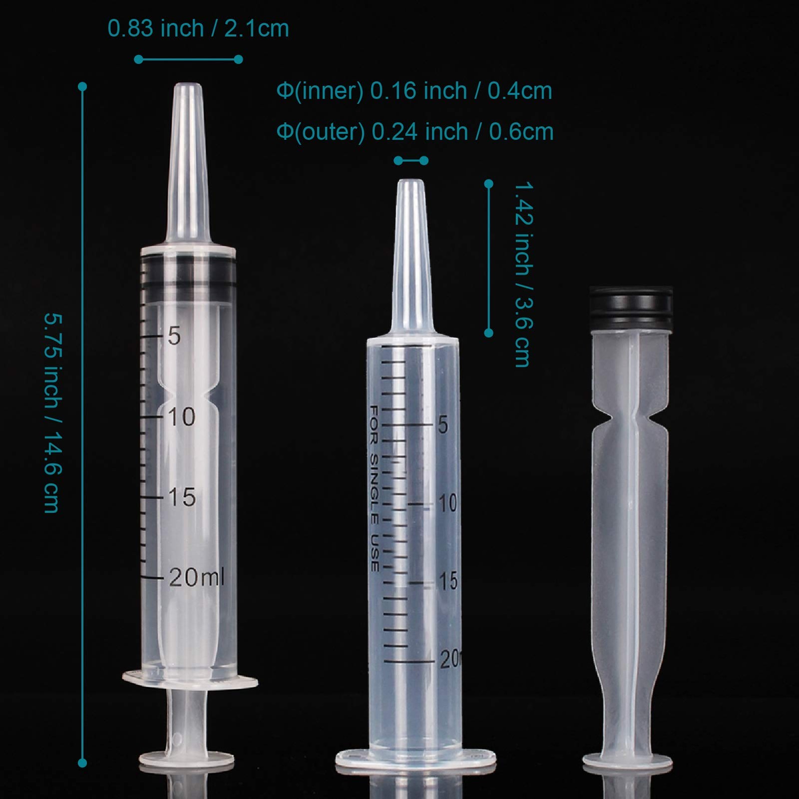20ml Plastic Syringe Without Needle for Liquid – Measuring 20ml, transparent