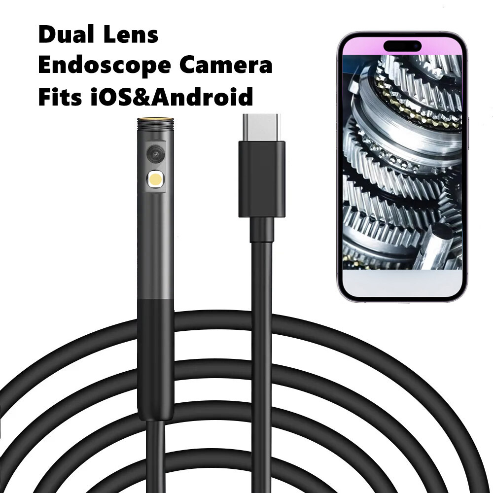 1920P Dual Lens Snake Inspection Borescope Type C iPhone Endoscope Scope Camera