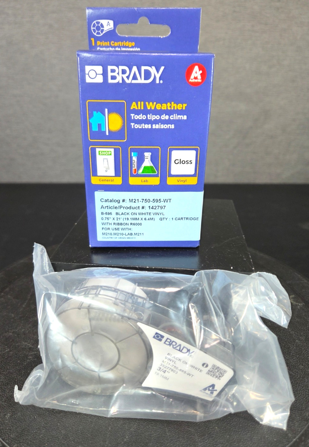 (QTY 1) Brady Print Cartridge M21-750-595-WT Indoor/Outdoor ID NEW! FAST SHIP!💨
