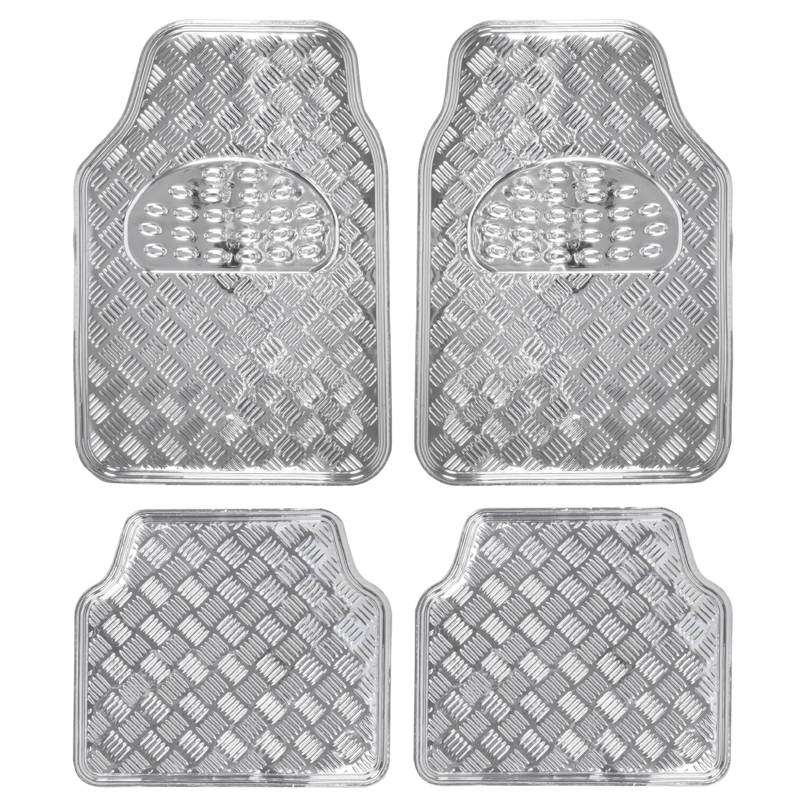 Bdk Metallic Chrome Car Floor Mats All-Weather Universal Fit Automotive Floor