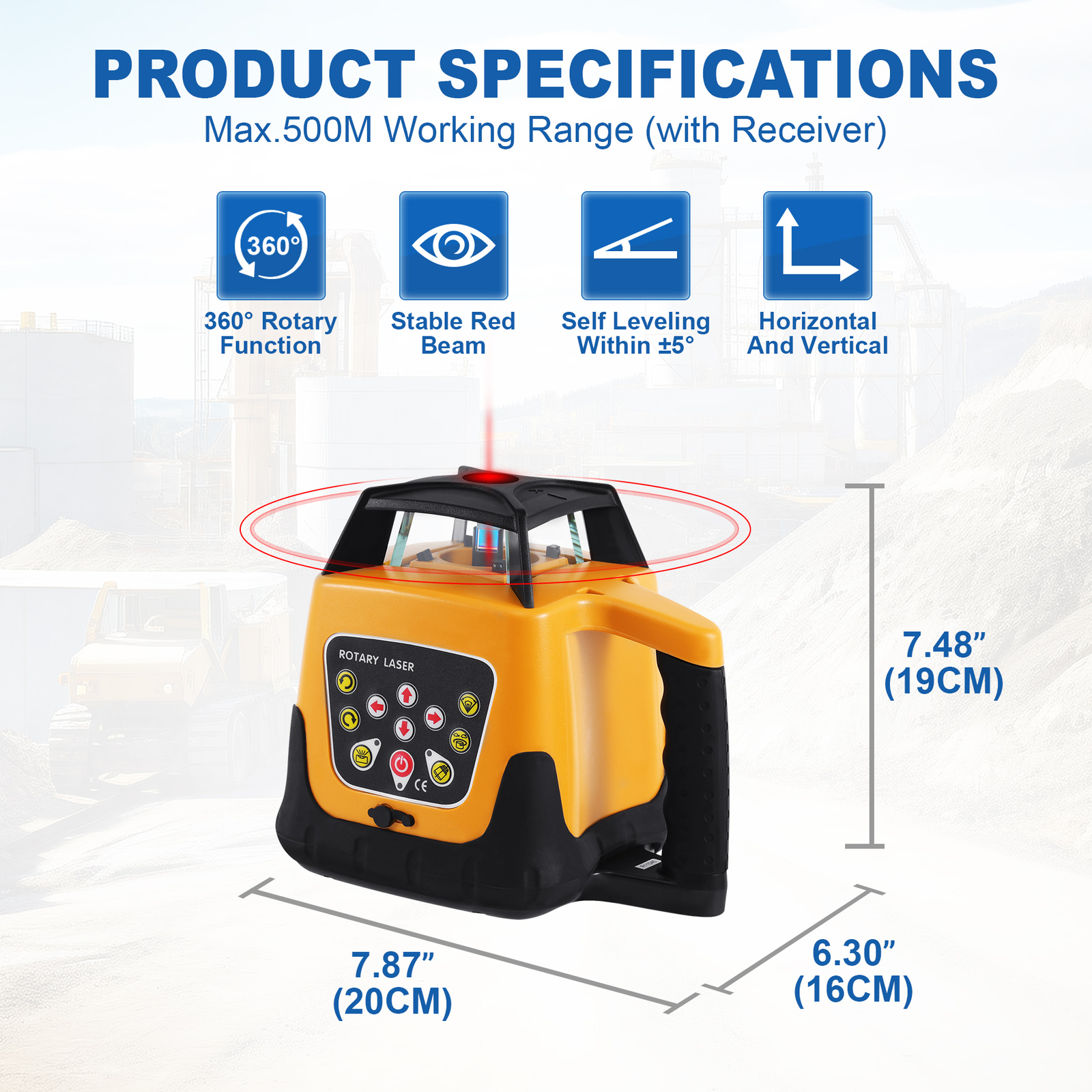 360° Automatic Self-Leveling Beam Rotary Red Laser Level 500M +1.65M Tripod