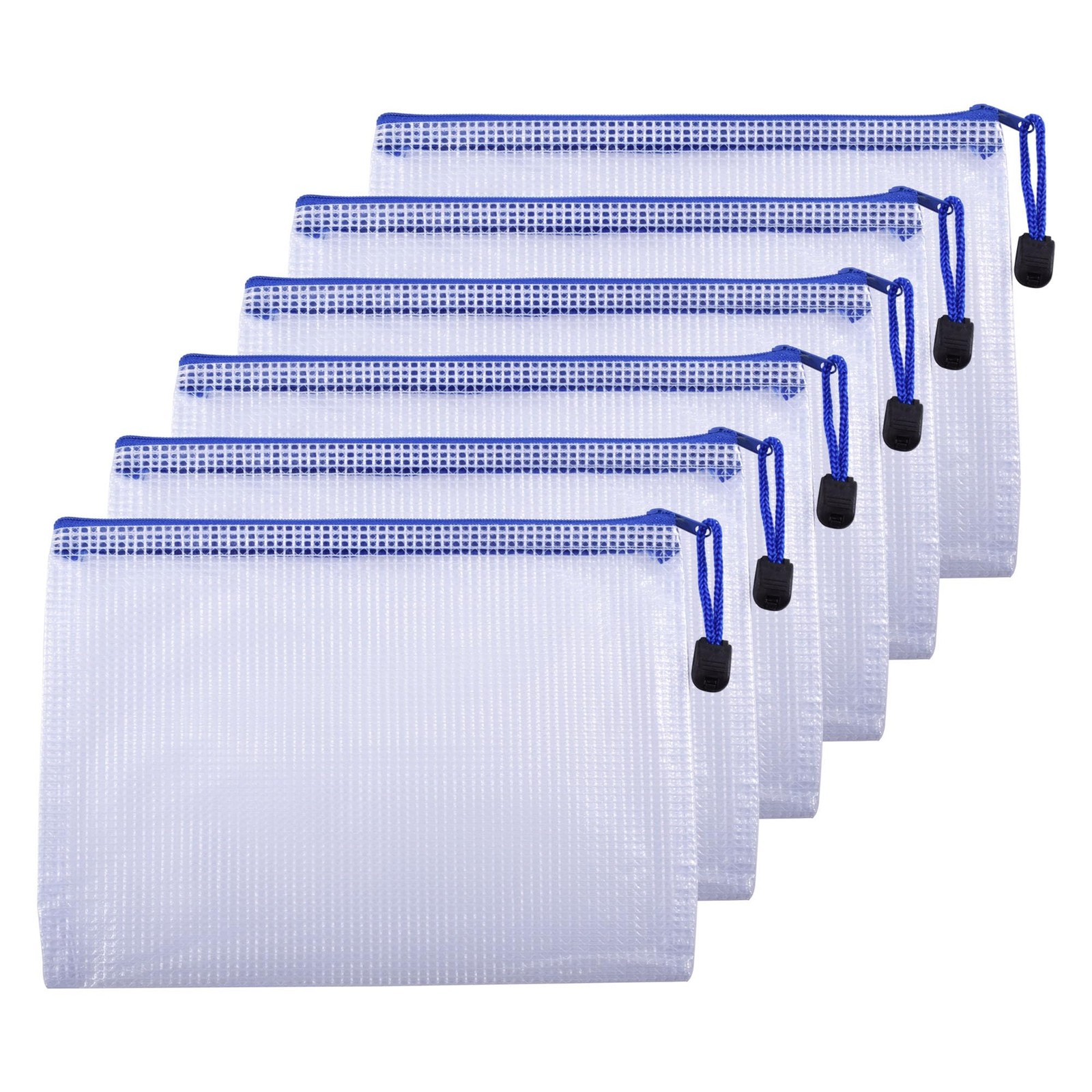 6 Pcs 9.25″ x 6.69″ A5 Sizes Mesh Zipper Pouch Bags, Mesh Bags with Zipper，Wa…