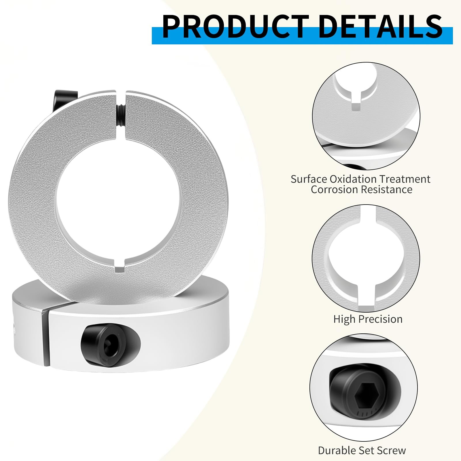 Split Shaft Colla, 4Pcs 25mm Aluminum One Piece Shaft Locking Collars, 25mm B…