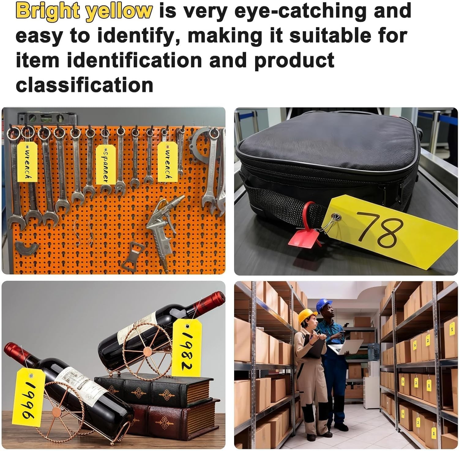 Plastic Shipping Tags With Wires Waterproof Write On Labels Yellow 4.75″ 100 PCS
