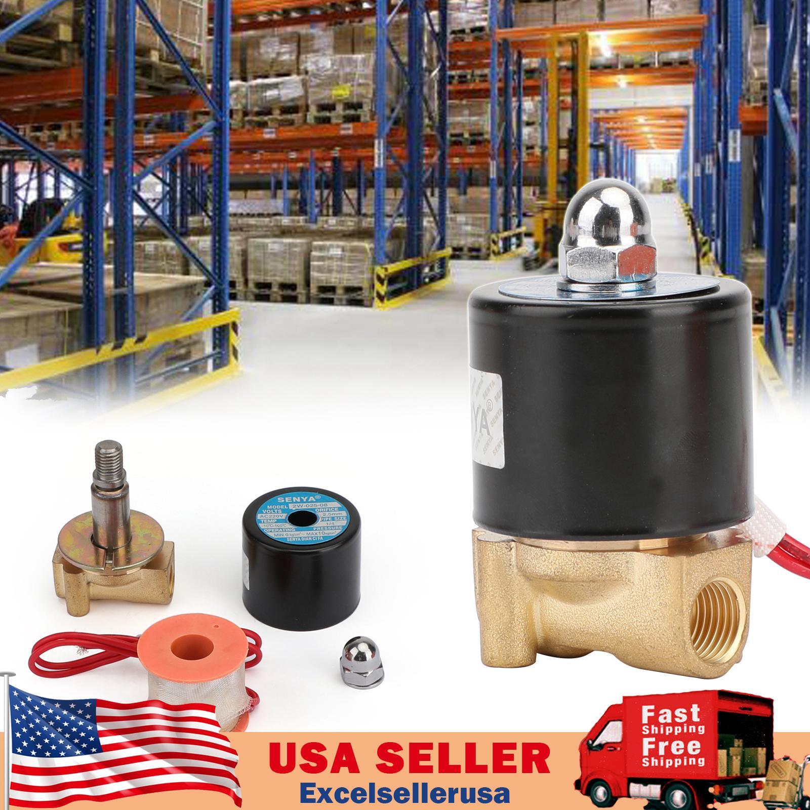 1/4″ AC 220V Brass Normally Closed Electric Solenoid Valve BSP Gas Water Air N/C