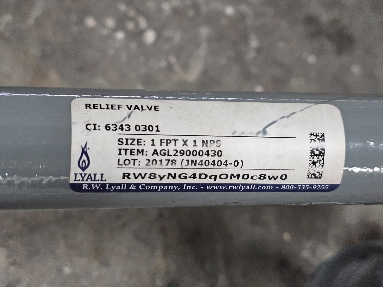 R.W Lyall Relief Valve 1 FPT X 1 NPS AGL29000430, Gray Powder Coated Finish