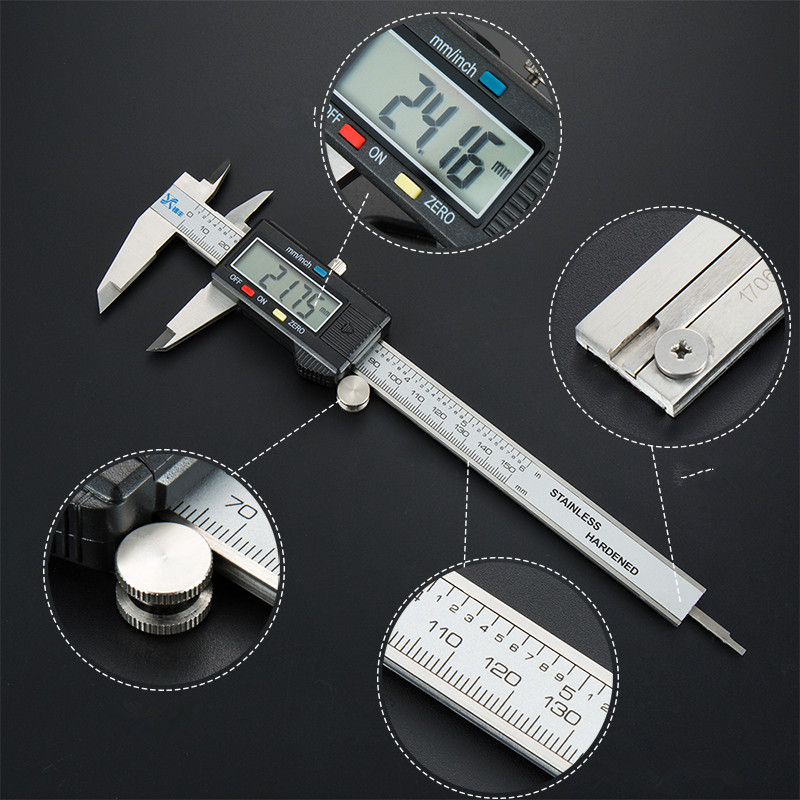 150mm Digital Caliper Vernier Micrometer Electronic Ruler Gauge Stainless Black