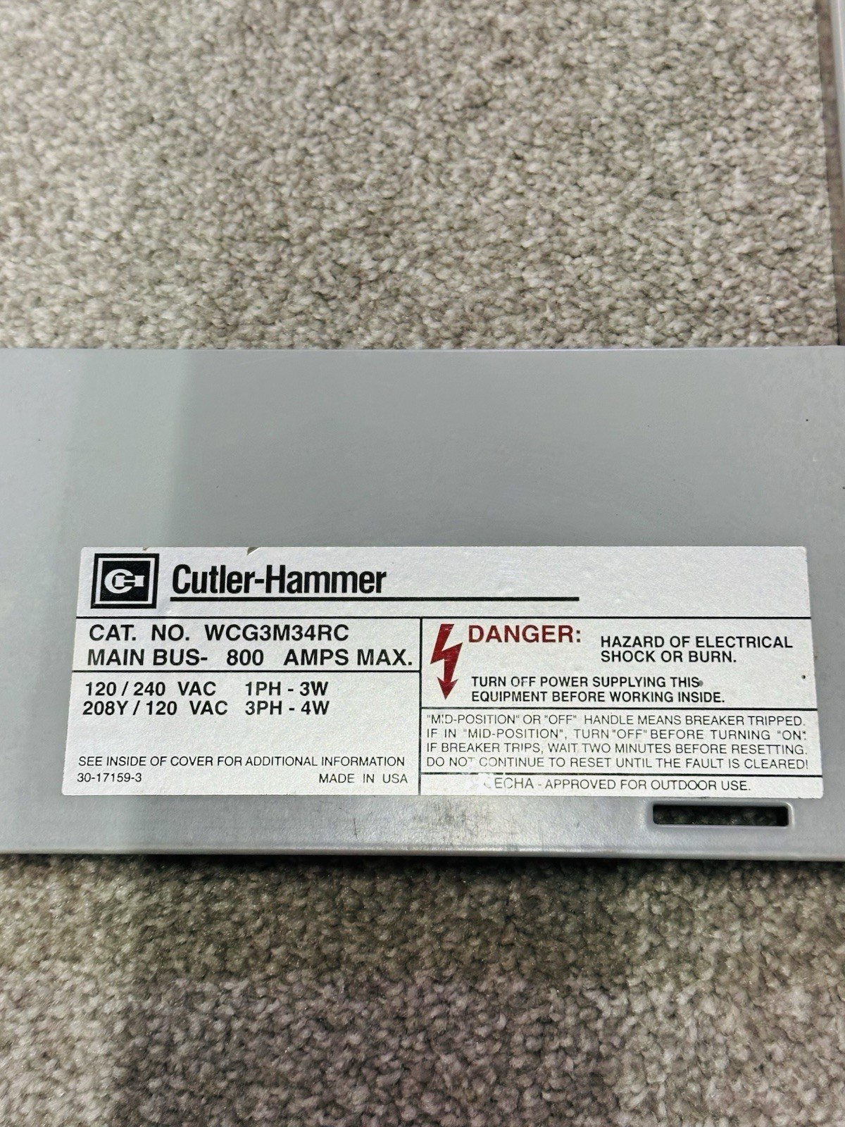 Cutler Hammer Residential Meter Stack 800A Main 4 Socket 120/240V 208Y/120VAC