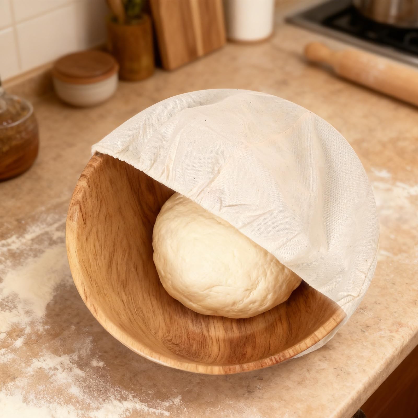 6 Pcs Beige Bread Proofing Baskets 9 Inch Round Banneton Baskets
