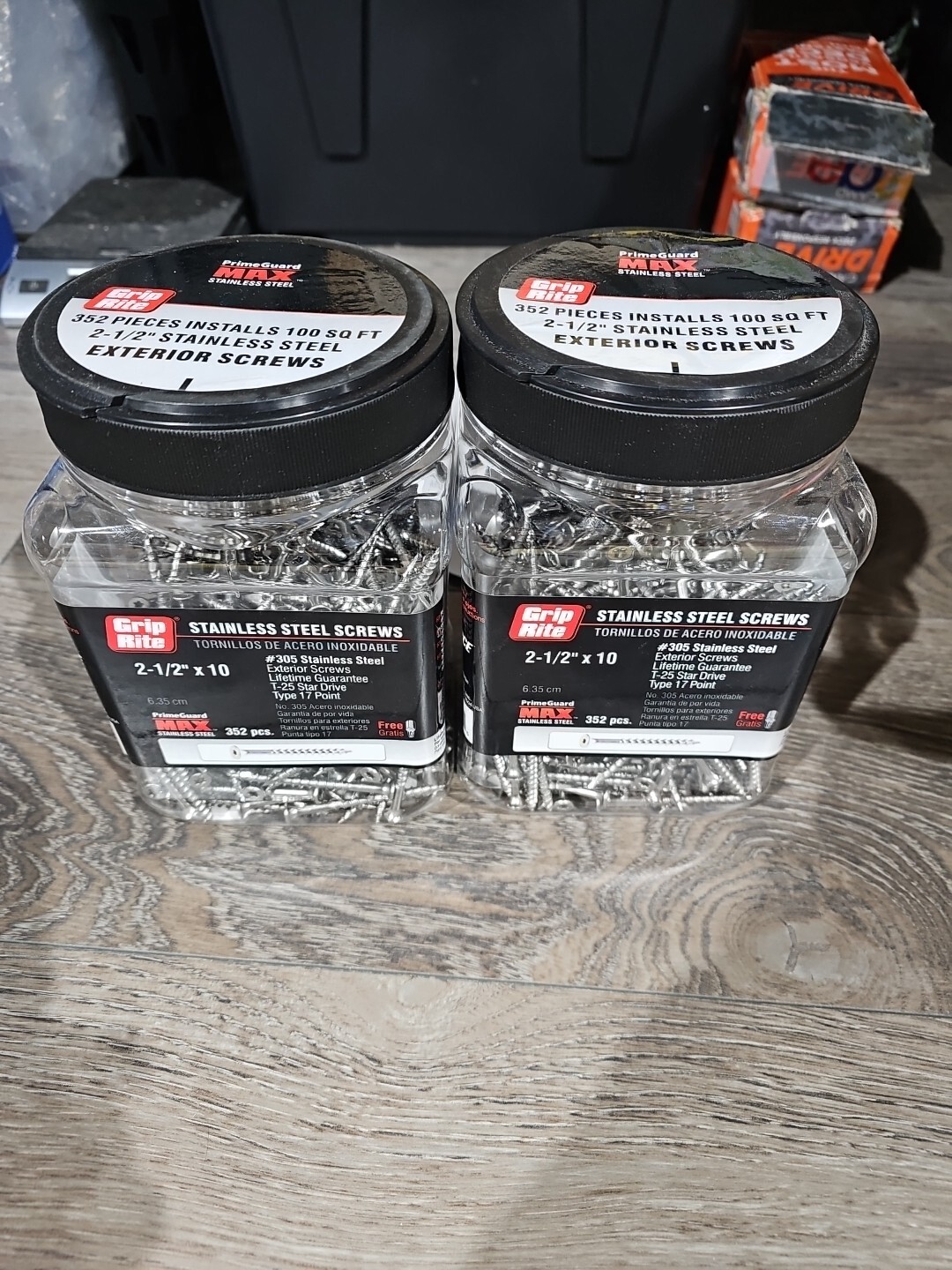 Lot of 2: Grip-Rite PrimeGuard Max #10 x 2.5 in. Stainless Steel Deck Screws