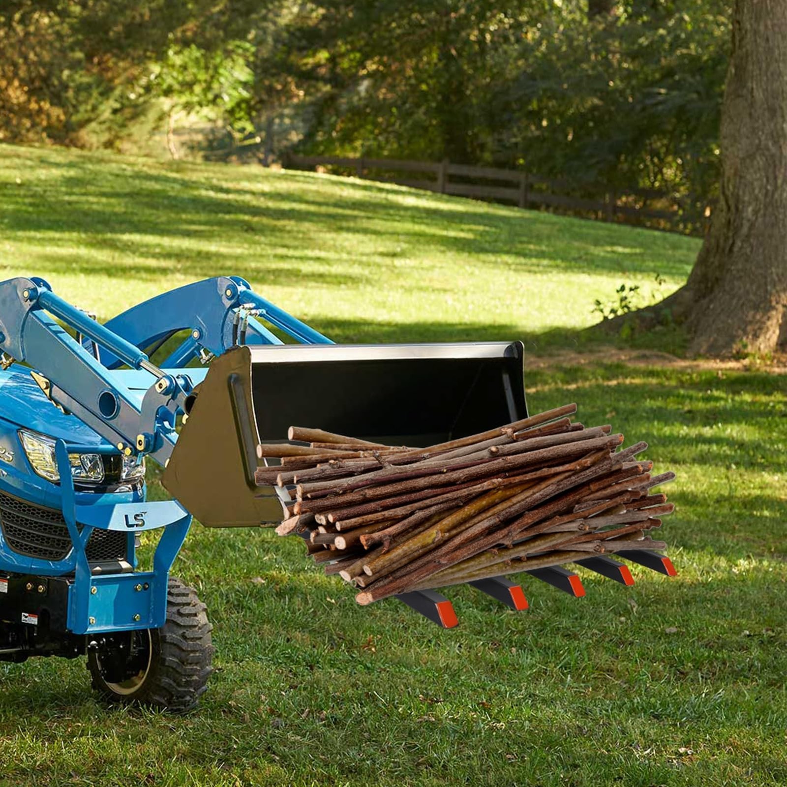 ✨7 Fork 5400LB Clamp on Debris Forks Fit 68″Bucket,Heavy Duty Tractor Attachment