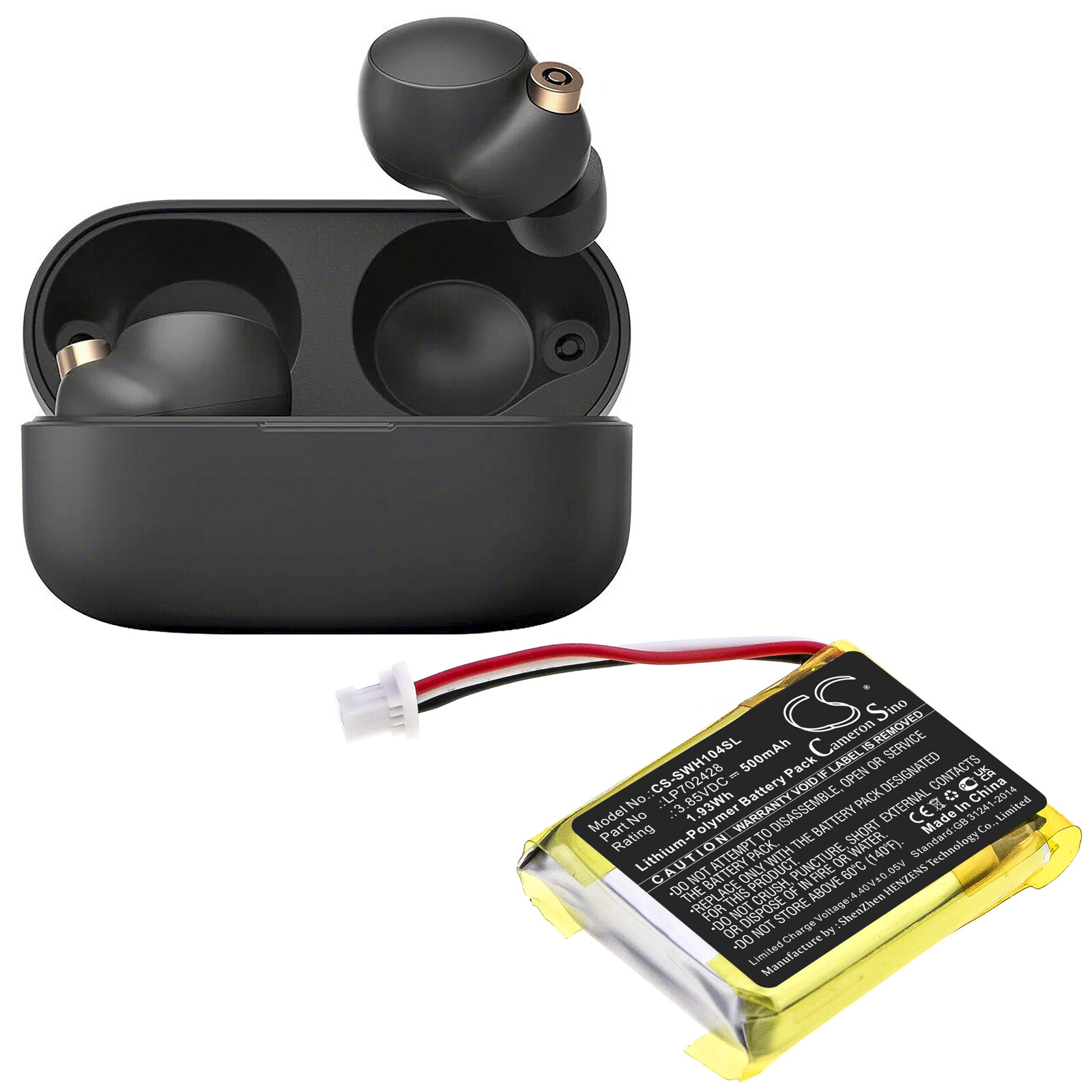 Battery for WF-1000XM4 Charging Case P/N: LP702428 500mAh / 1.93Wh Li-Polymer