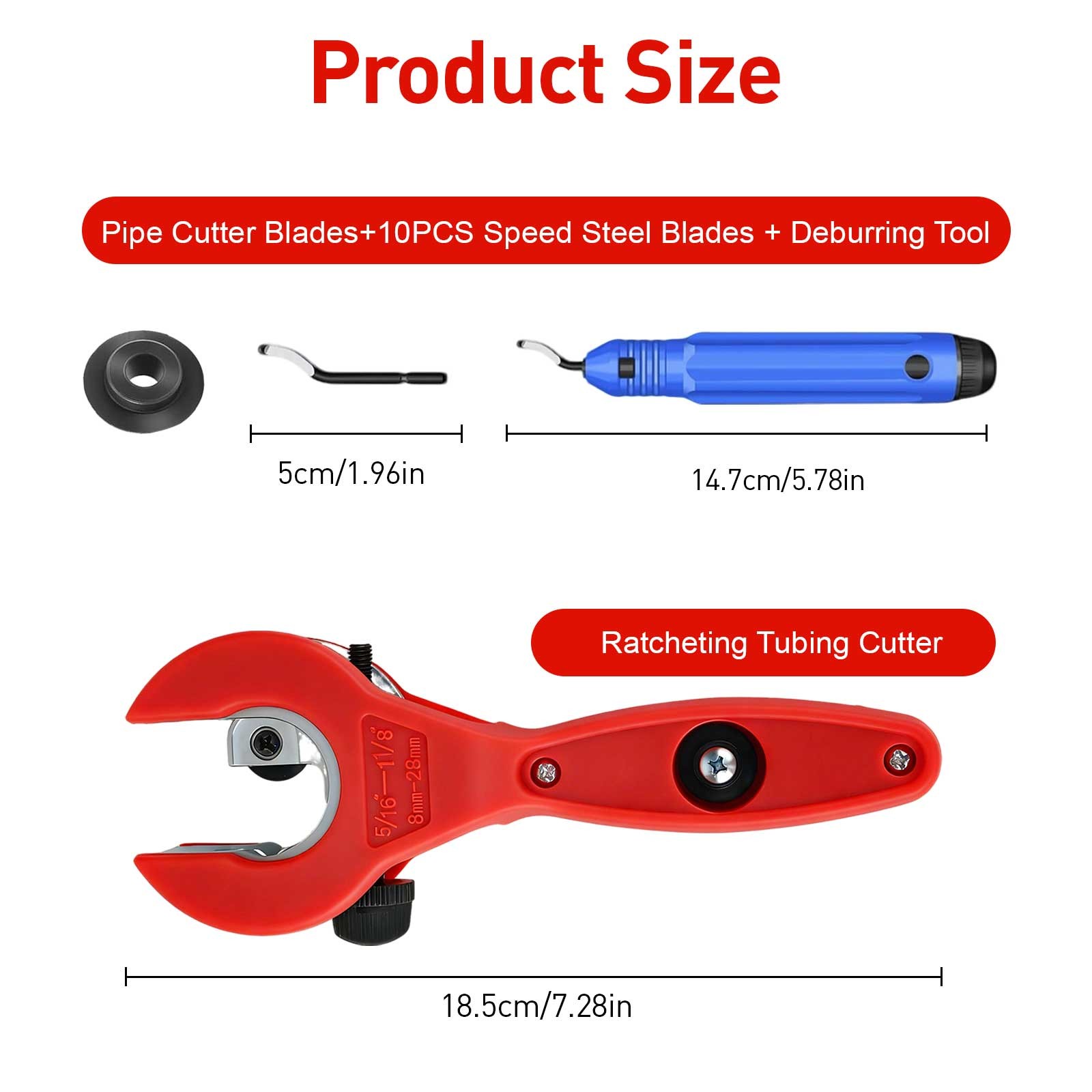 Ratcheting Tubing Pipe Cutter & Deburring Tool for Copper PVC HVAC Auto Repair