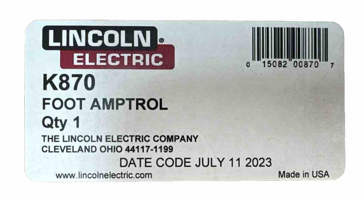Lincoln Electric K870 Foot Amptrol, 6 Pin. WELDING AMPTROL. 25FT (7.6M).