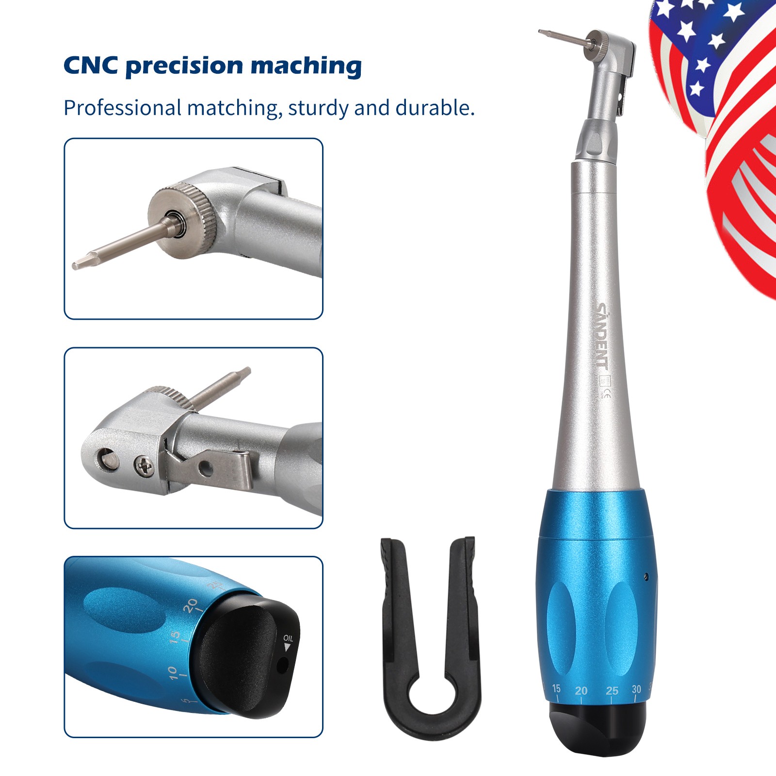 Dental Manual Implant Torque Wrench Handpiece with 16 Screw Drivers 2.35mm 2Head